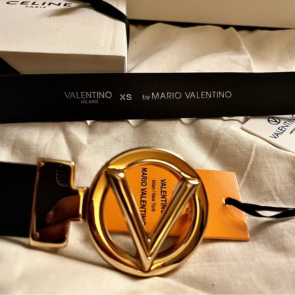 Valentino by Mario Valentino Adela Black Leather Belt NWT